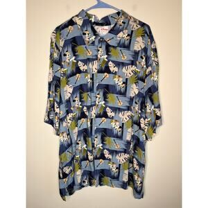 2000s Disney Store Mickey Mouse Hawaiian Music Safari Tropical Tourist Shirt XXL
